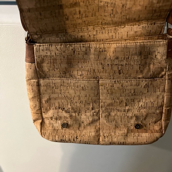 Tan and Brown Cork and Floral Crossbody Bag - Picture 4 of 12